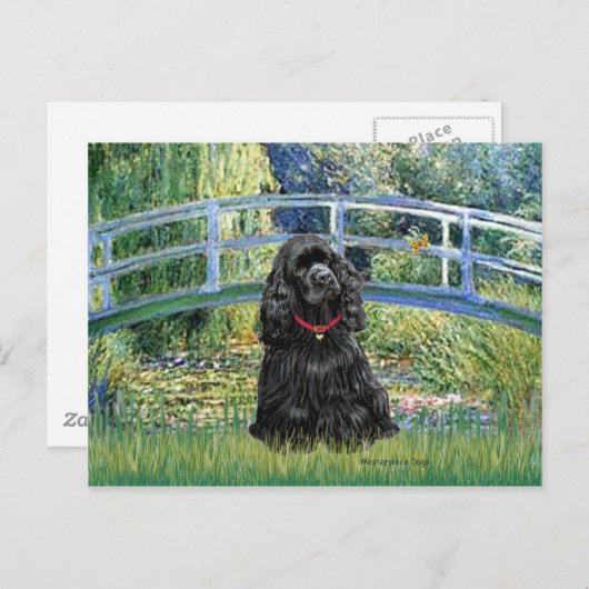 Carte Postale Cocker (noir) - Pont (Devant / Derrière)