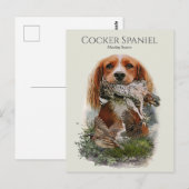 Carte Postale Cocker Spaniel avec perdrix gris (Devant / Derrière)
