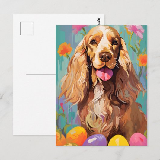 Carte Postale Cocker Spaniel Bonne Pâques (Devant / Derrière)
