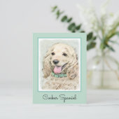 Carte Postale Cocker Spaniel Buff Peinture - Art Chien original (Debout devant)
