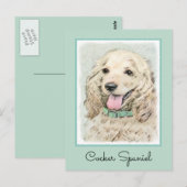 Carte Postale Cocker Spaniel Buff Peinture - Art Chien original (Devant / Derrière)