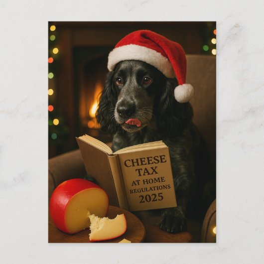Carte Postale Cocker spaniel  'Cheese Tax' Christmas postcard (Devant)