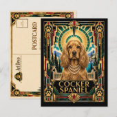Carte Postale Cocker Spaniel, chien Art Déco (Devant / Derrière)