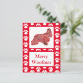 Carte Postale Cocker Spaniel Chien Silhouette Rouge Joyeux Noël (Debout devant)