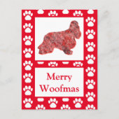 Carte Postale Cocker Spaniel Chien Silhouette Rouge Joyeux Noël (Devant)