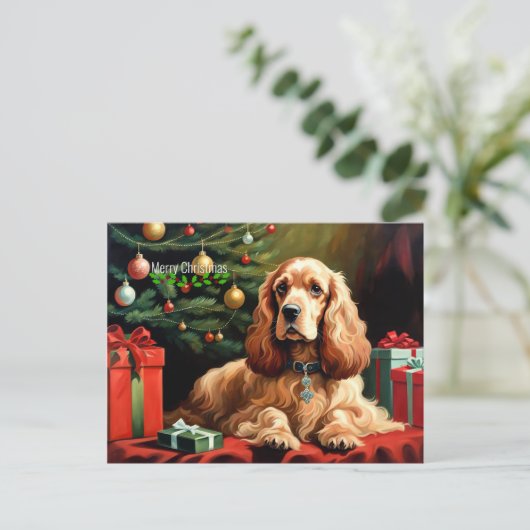 Carte Postale Cocker Spaniel Christmas (Debout devant)