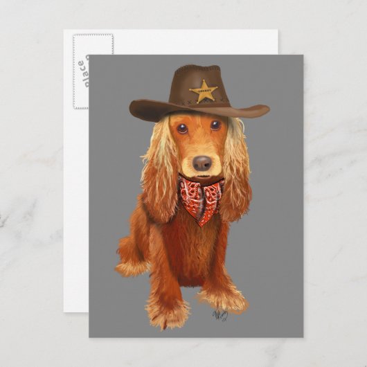 Carte Postale Cocker Spaniel Cowboy (Devant / Derrière)