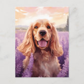 Carte Postale Cocker Spaniel dans le champ Lavender (Devant)