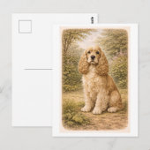 Carte Postale Cocker Spaniel de style vintage (Devant / Derrière)