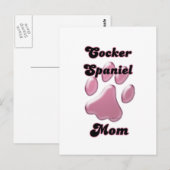 Carte Postale Cocker Spaniel Maman Pink Pawprint (Devant / Derrière)