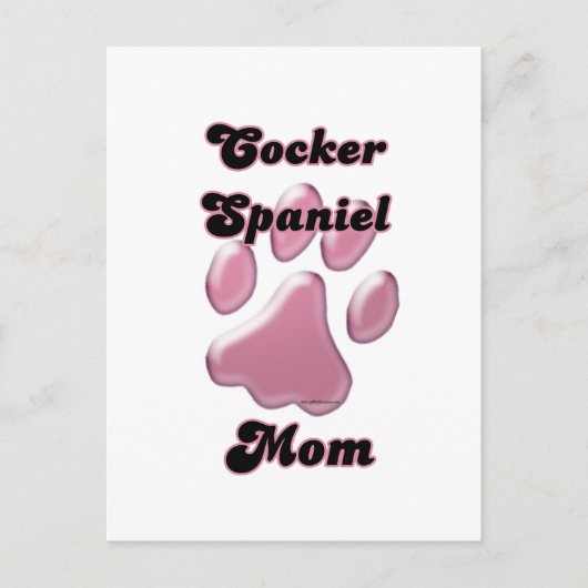 Carte Postale Cocker Spaniel Maman Pink Pawprint (Devant)