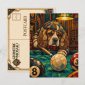 Carte Postale Cocker Spaniel, Mosaïque Géométrique (Devant / Derrière)