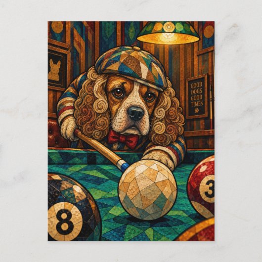 Carte Postale Cocker Spaniel, Mosaïque Géométrique (Devant)
