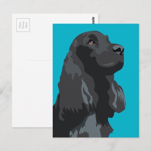 Carte Postale Cocker Spaniel - Noir - Modèles de race de base (Devant / Derrière)
