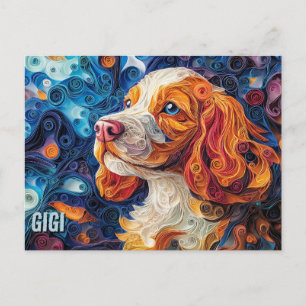 Carte Postale Cocker Spaniel Papier Quitter Art Chien Portrait