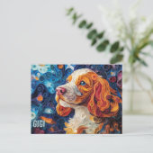 Carte Postale Cocker Spaniel Papier Quitter Art Chien Portrait (Debout devant)
