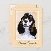 Carte Postale Cocker Spaniel (Parti) Peinture - Art Chien origin (Devant / Derrière)
