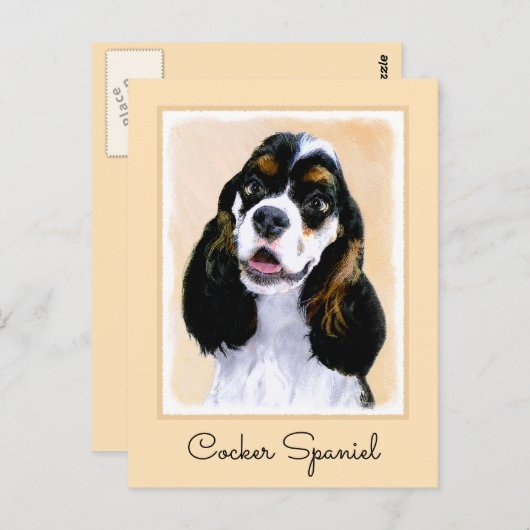 Carte Postale Cocker Spaniel (Parti) Peinture - Art Chien origin (Devant / Derrière)
