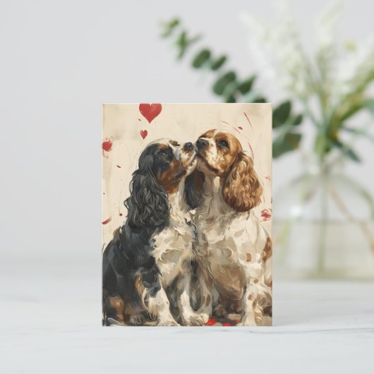 Carte Postale Cocker spaniel Valentine's day (Debout devant)