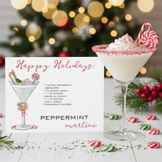Carte Postale Cocktail à la menthe de Noël Martini Recette