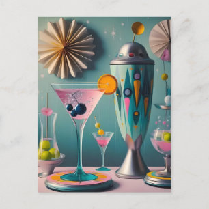 Carte Postale Cocktail atomique futuriste du milieu du siècle