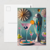 Carte Postale Cocktail atomique futuriste du milieu du siècle (Devant / Derrière)