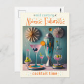 Carte Postale Cocktail atomique futuriste du milieu du siècle (Devant / Derrière)