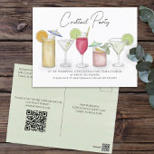 Carte Postale Cocktail Boire QR Code Partie Site Web Pré Adressé