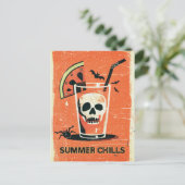 Carte Postale Cocktail Crâne Summer Chills Retro Summerween (Debout devant)