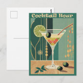 Carte Postale Cocktail de l'heure Moderne du milieu du siècle Ma (Devant / Derrière)