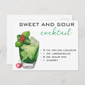 Carte Postale Cocktail de Noël Recette Boisson verte (Devant / Derrière)