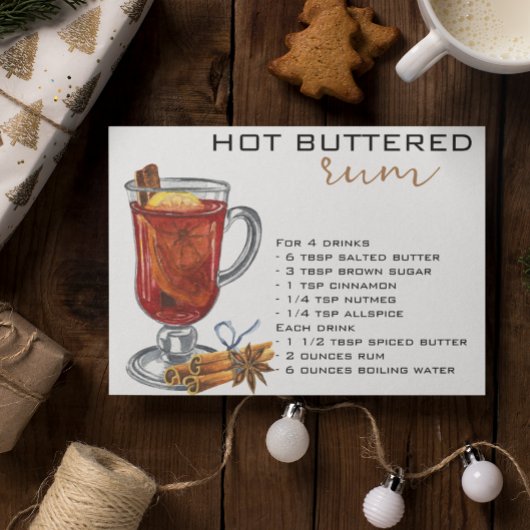Carte Postale Cocktail de Noël Recette rhum à beurre chaud