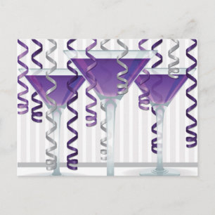 Carte Postale Cocktail mauve et ruban
