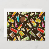 Carte Postale cocktail motif et long drink, bar à cocktails (Devant / Derrière)