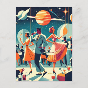 Carte Postale Cocktail Party d'inspiration Mid Century Space Age