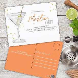 Carte Postale Cocktail Party Retro Typographie Martini