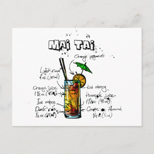 Carte Postale Cocktail Recipe mai Tai (Devant)
