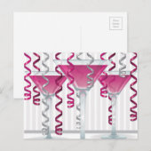 Carte Postale Cocktail rose et ruban (Devant / Derrière)