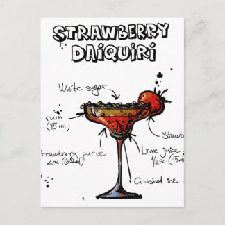 Carte Postale CocktailRecette de fraise Daiquiri