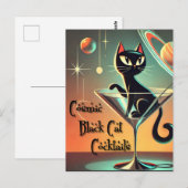 Carte Postale Cocktails de chat noir cosmique futuriste atomique (Devant / Derrière)