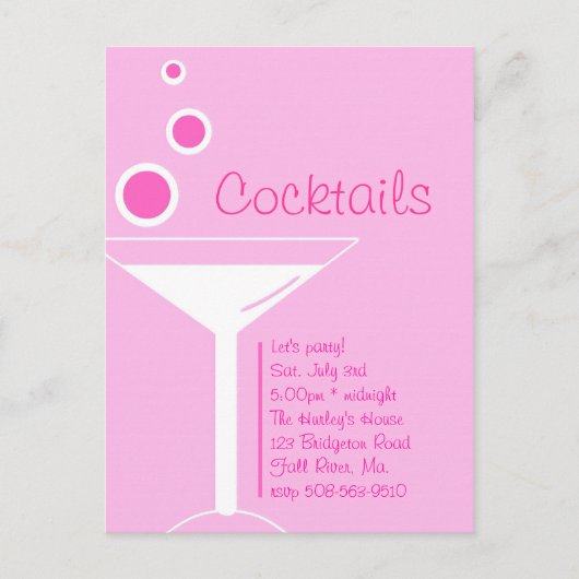 Carte Postale Cocktails Invitation (Devant)