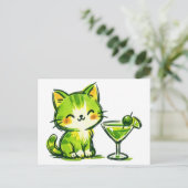 Carte Postale Cocktails verts et chats (Debout devant)