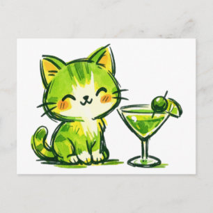 Carte Postale Cocktails verts et chats