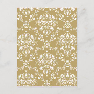 Carte Postale Cocoa and Cream Damask