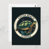 Carte Postale Cocoa Beach Florida Turtle Badge (Devant / Derrière)