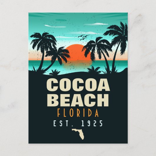 Carte Postale Cocoa Beach Floride Retro Sunset Souvenirs 60s (Devant)