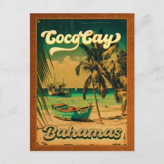 Carte Postale CocoCay Bahamas Îles Rétro Palm arbre Souvenirs (Devant)