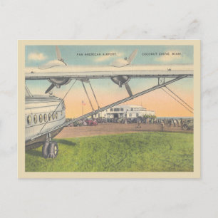 Carte Postale Coconut Grove Miami Floride aéroport années 40 Vin