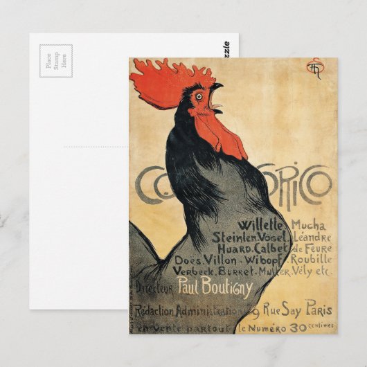 Carte Postale Cocorico - Steinlen (Devant / Derrière)