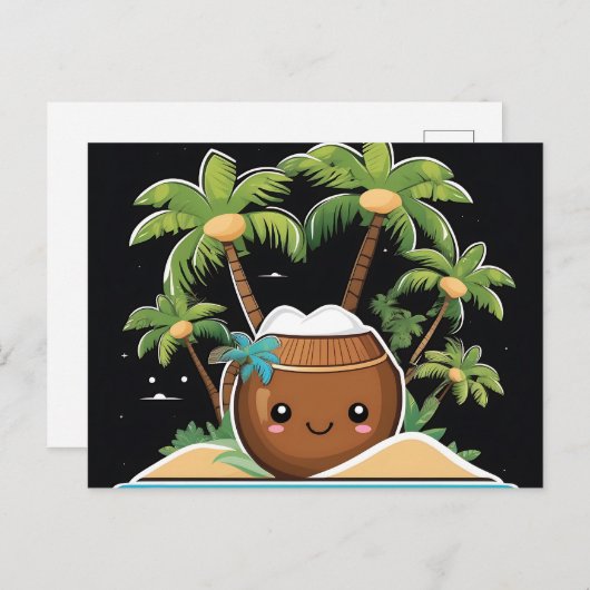 Carte Postale Cocotier Mignon Heureux (Devant / Derrière)